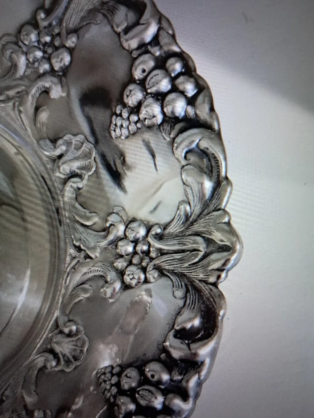 Vintage William Adams Scallop Grapes Silver Plate Serving Bowl Spain